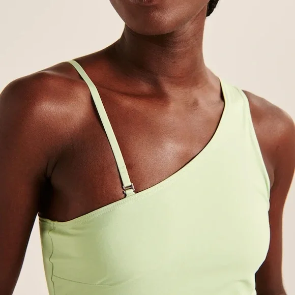 NEW Abercrombie Traveler One-Shoulder Mini Dress Light Bright Green Asymmetrical - Picture 5 of 5
